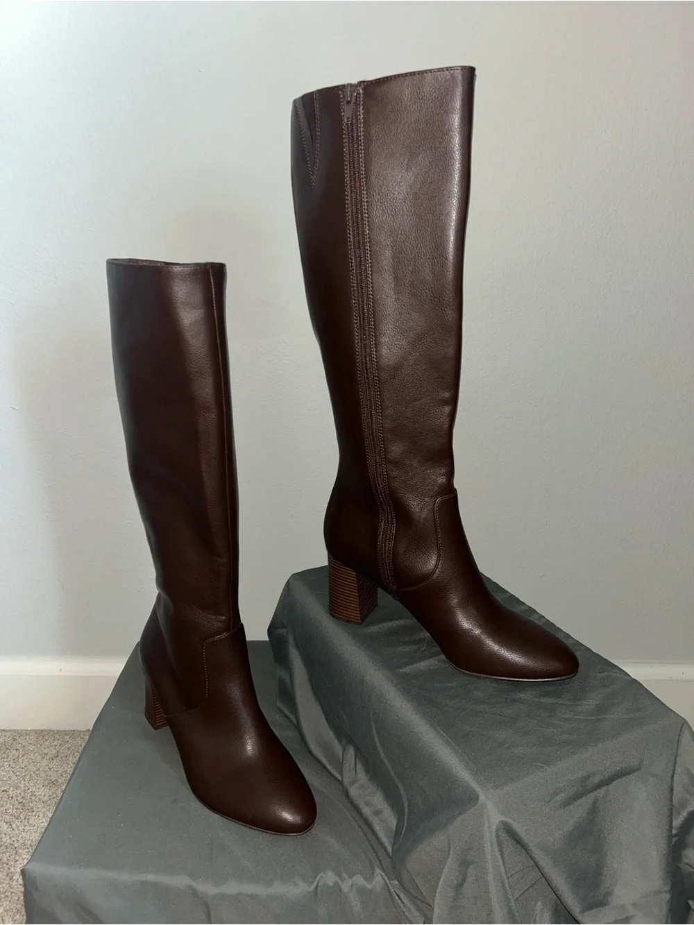 NEW LOFT Tall Dark Brown Leather Over-the-Knee Boots Sz 9
